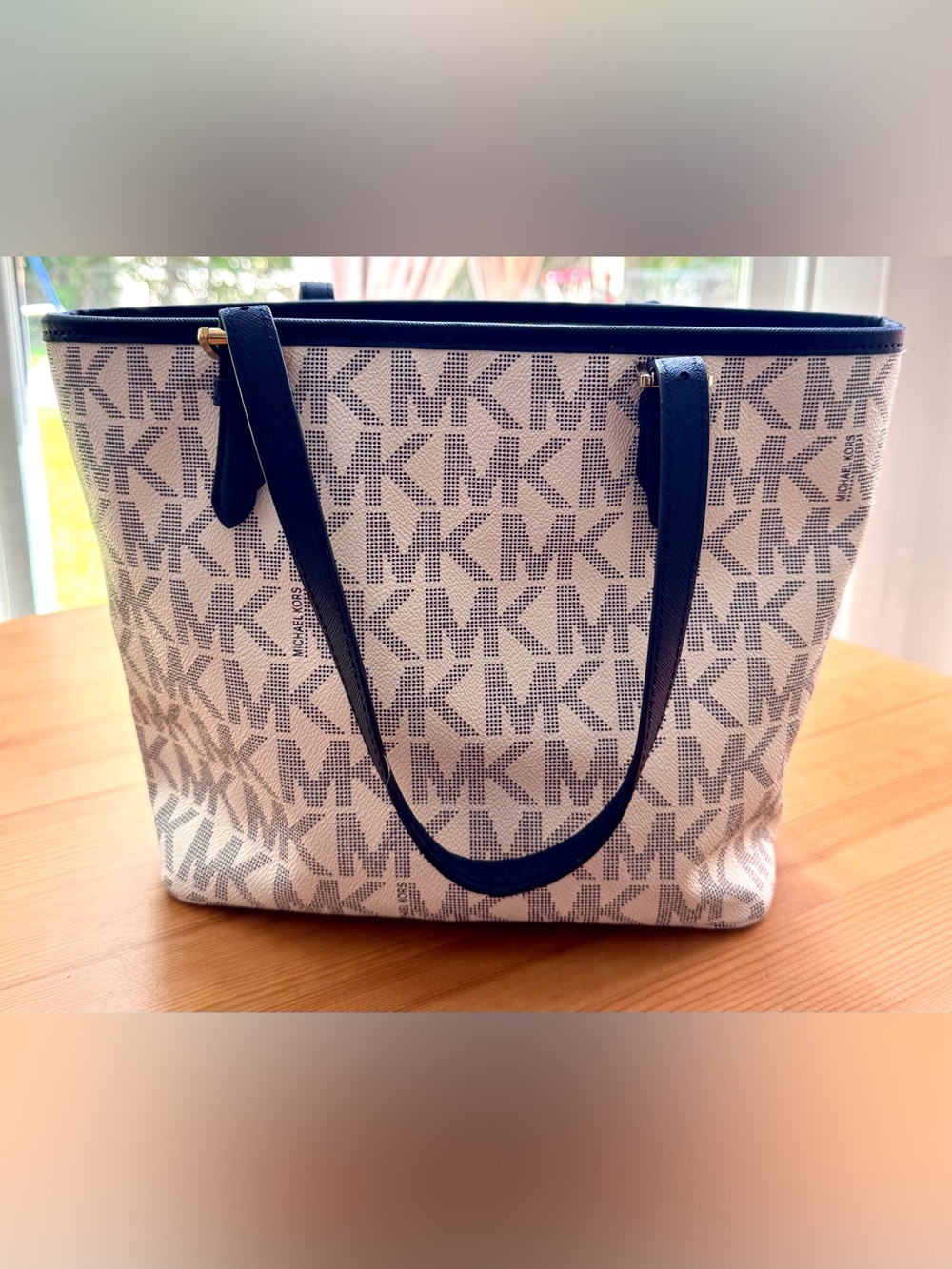 Michael Kors Navy and Vanilla MK Logo Tote